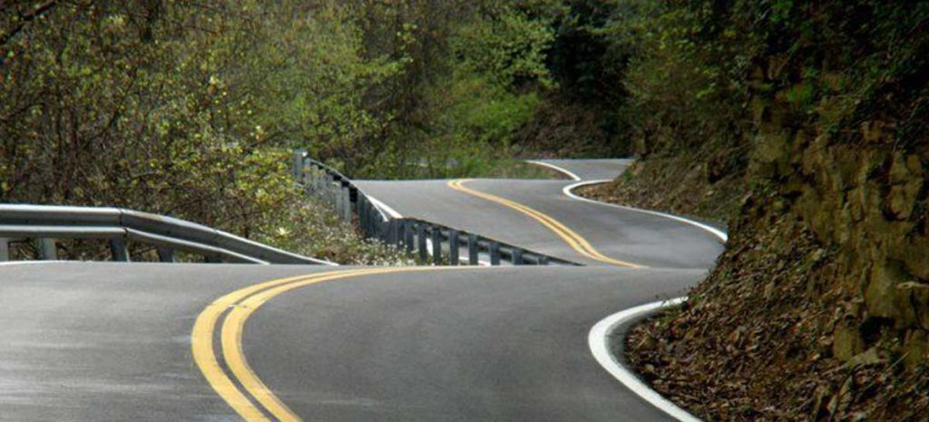 Deep sh-shaped curves along HIghway 421, what  motorists call The Snake 421