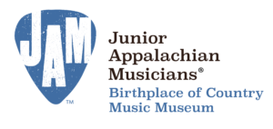 JAM logo, with title "Junior Appalachian Musicians' Birthplace of Country Music Museum